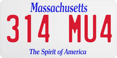 MA license plate 314MU4