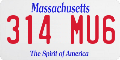 MA license plate 314MU6
