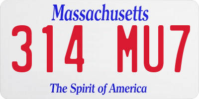 MA license plate 314MU7