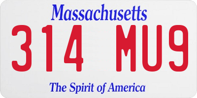 MA license plate 314MU9