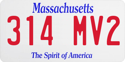 MA license plate 314MV2