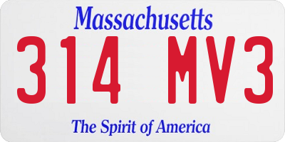 MA license plate 314MV3