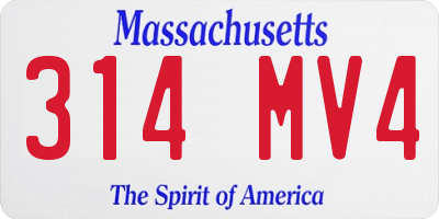 MA license plate 314MV4