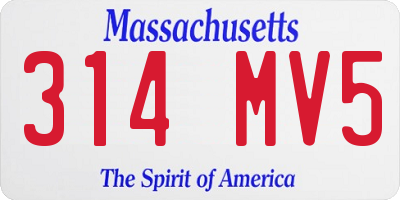MA license plate 314MV5