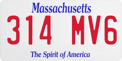 MA license plate 314MV6