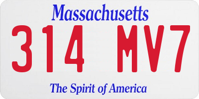 MA license plate 314MV7