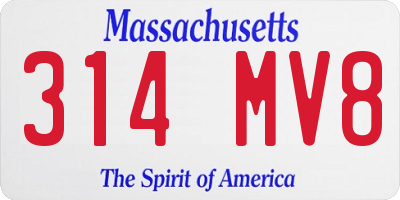 MA license plate 314MV8
