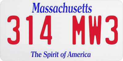 MA license plate 314MW3