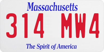 MA license plate 314MW4