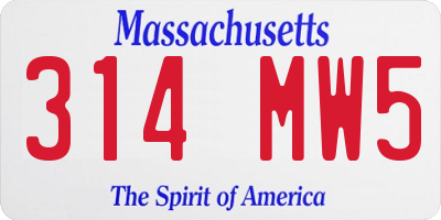 MA license plate 314MW5