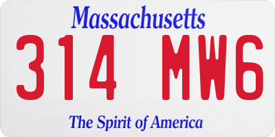 MA license plate 314MW6