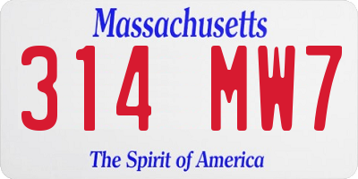 MA license plate 314MW7