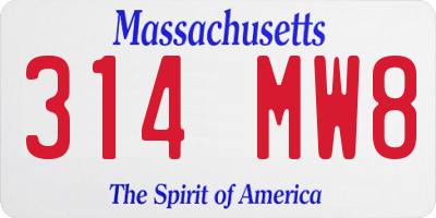 MA license plate 314MW8