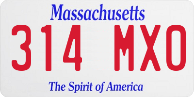 MA license plate 314MX0