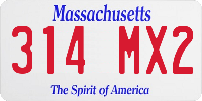 MA license plate 314MX2