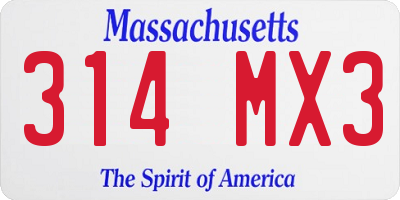 MA license plate 314MX3