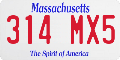 MA license plate 314MX5