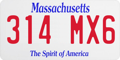 MA license plate 314MX6
