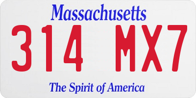 MA license plate 314MX7