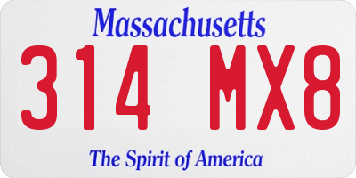 MA license plate 314MX8
