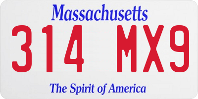 MA license plate 314MX9