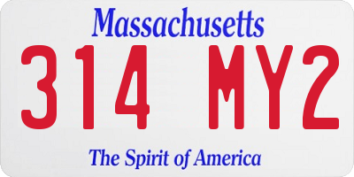 MA license plate 314MY2