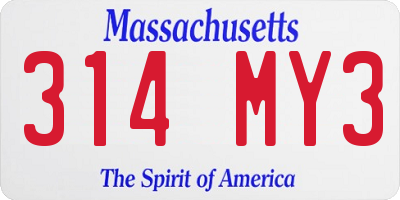 MA license plate 314MY3