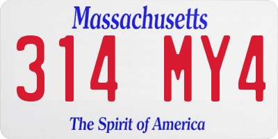 MA license plate 314MY4