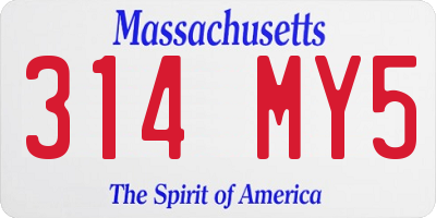 MA license plate 314MY5