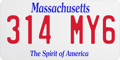 MA license plate 314MY6