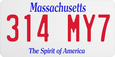 MA license plate 314MY7