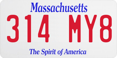 MA license plate 314MY8