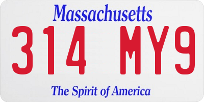 MA license plate 314MY9