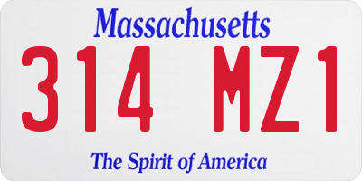 MA license plate 314MZ1