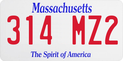 MA license plate 314MZ2