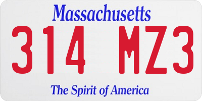 MA license plate 314MZ3