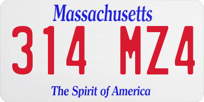 MA license plate 314MZ4