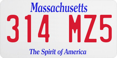 MA license plate 314MZ5