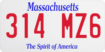 MA license plate 314MZ6