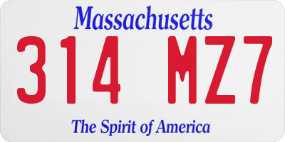 MA license plate 314MZ7