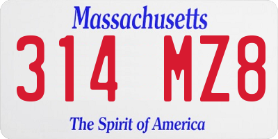 MA license plate 314MZ8