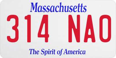 MA license plate 314NA0