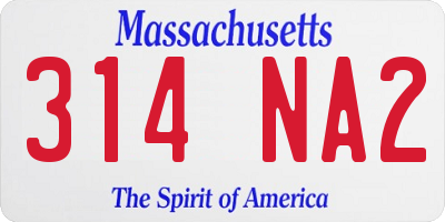 MA license plate 314NA2