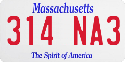 MA license plate 314NA3