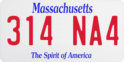 MA license plate 314NA4