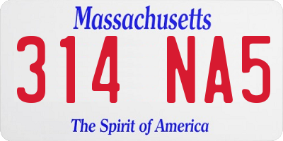 MA license plate 314NA5