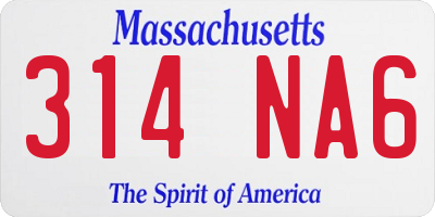 MA license plate 314NA6