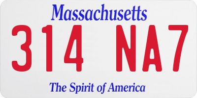 MA license plate 314NA7