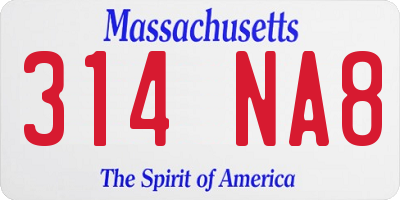 MA license plate 314NA8