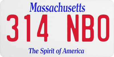 MA license plate 314NB0
